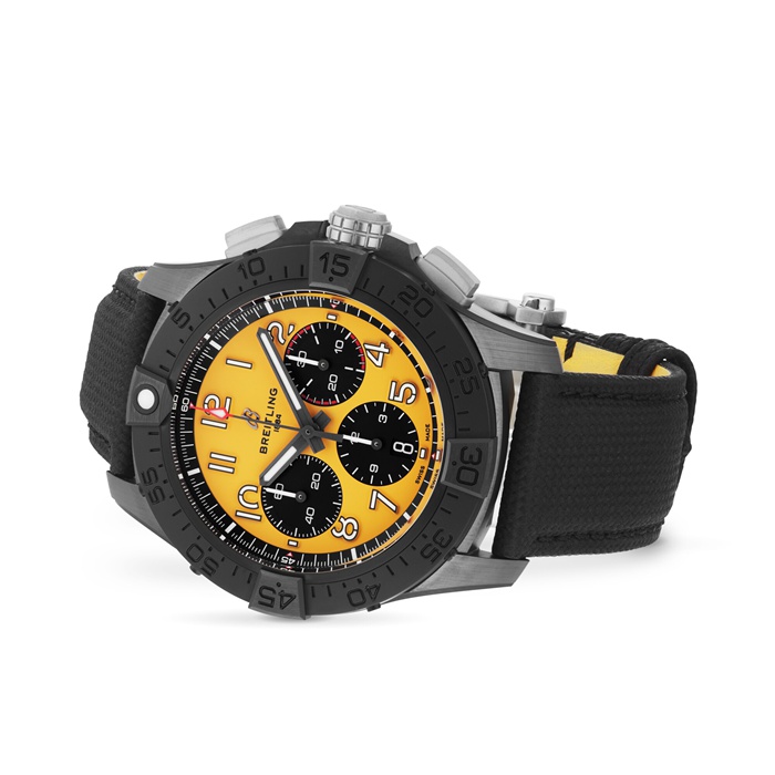 Breitling Avenger B01 Chronograph 44mm Night Mission Mens Watch Yellow Black Leather SB0147101I1X2 – Image 3
