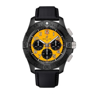 Breitling Avenger B01 Chronograph 44mm Night Mission Mens Watch Yellow Black Leather SB0147101I1X2