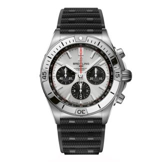 Breitling Chronomat B01 Chronograph 42mm Mens Watch Silver Rubber AB0134101G1S2