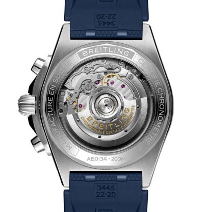 Breitling Chronomat B01 Chronograph 42mm Montre Homme Caoutchouc Bleu AB0134101C1S1 – Image 2
