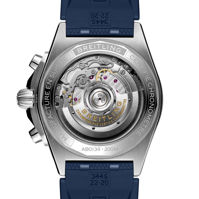 Breitling Chronomat B01 Chronograph 42mm Montre Homme Caoutchouc Bleu AB0134101C1S1 – Image 2