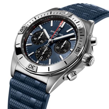 Breitling Chronomat B01 Chronograph 42mm Montre Homme Caoutchouc Bleu AB0134101C1S1 – Image 3