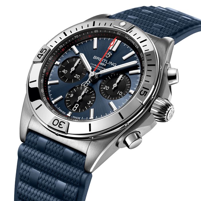Breitling Chronomat B01 Chronograph 42mm Montre Homme Caoutchouc Bleu AB0134101C1S1 – Image 3
