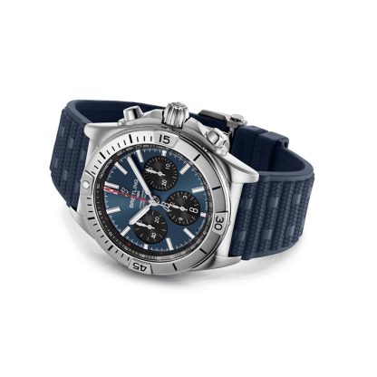 Breitling Chronomat B01 Chronograph 42mm Montre Homme Caoutchouc Bleu AB0134101C1S1 – Image 4
