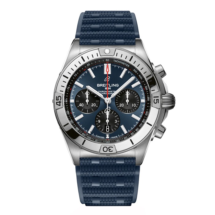 Breitling Chronomat B01 Chronograph 42mm Montre Homme Caoutchouc Bleu AB0134101C1S1