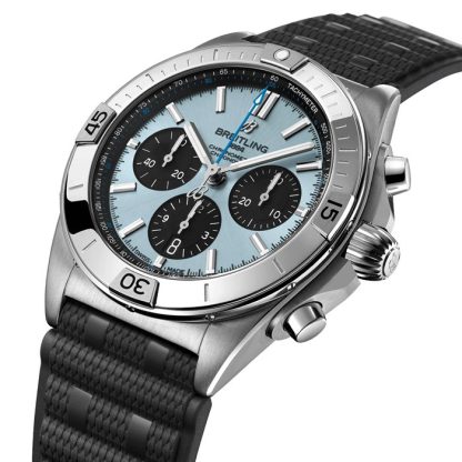 Breitling Chronomat B01 Chronograph 42mm Montre Homme Caoutchouc Bleu PB0134101C1S2 – Image 3
