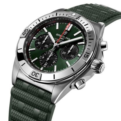 Breitling Chronomat B01 Chronograph 42mm Montre Homme Caoutchouc Vert AB0134101L2S1 – Image 3