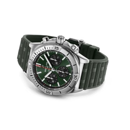 Breitling Chronomat B01 Chronograph 42mm Montre Homme Caoutchouc Vert AB0134101L2S1 – Image 4