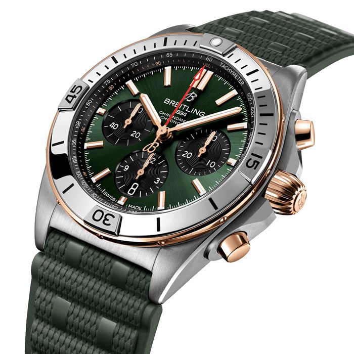 Breitling Chronomat B01 Chronograph 42mm Montre Homme Caoutchouc Vert UB0134131L1S1 – Image 3