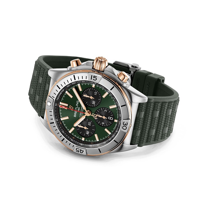 Breitling Chronomat B01 Chronograph 42mm Montre Homme Caoutchouc Vert UB0134131L1S1 – Image 4