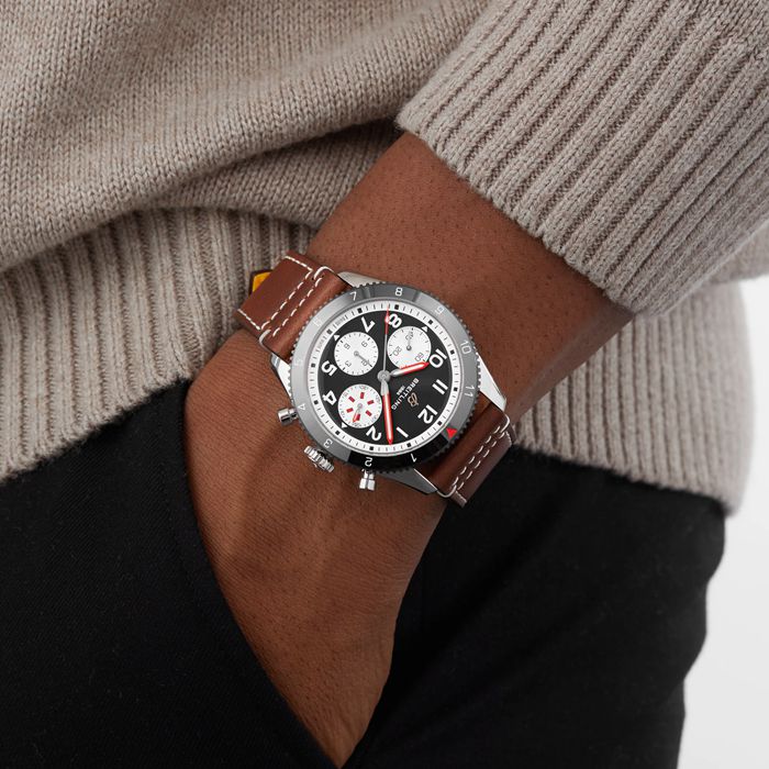 Breitling Classic AVI Chronograph 42 Mosquito Leather Strap Watch Y233801A1B1X1 – Image 3