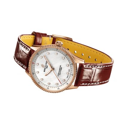 Breitling Navitimer 32mm Ladies Watch White Mother Of Pearl Alligator 18k Red Gold R77320E61A1P1 – Image 4