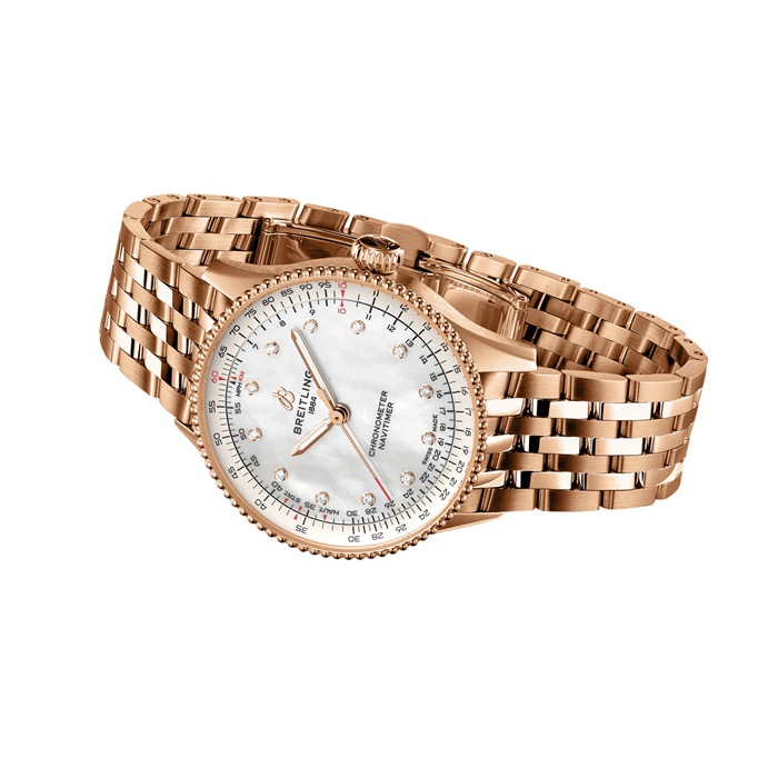Breitling Navitimer 36mm Ladies Watch White Mother Of Pearl 18k Red Gold R17327211A1R1 – Image 4