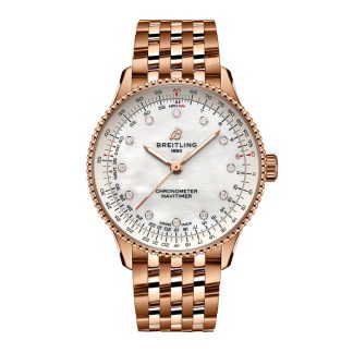 Breitling Navitimer 36mm Ladies Watch White Mother Of Pearl 18k Red Gold R17327211A1R1