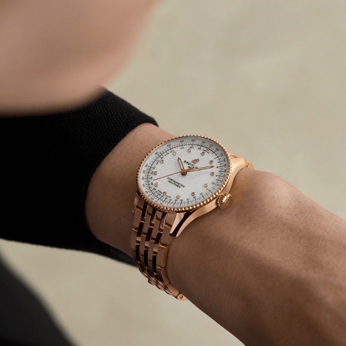 Breitling Navitimer 36mm Ladies Watch White Mother Of Pearl 18k Red Gold R17327211A1R1 – Image 5