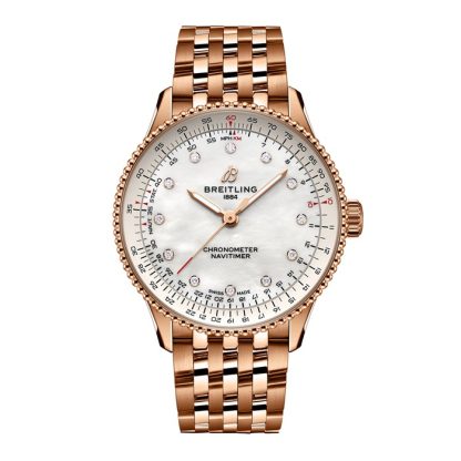 Breitling Navitimer 36mm Ladies Watch White Mother Of Pearl 18k Red Gold R17327211A1R1