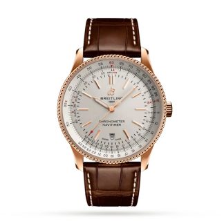 Breitling Navitimer Automatic 18k Red Gold Leather Strap 41mm Mens Watch R17326211G1P1