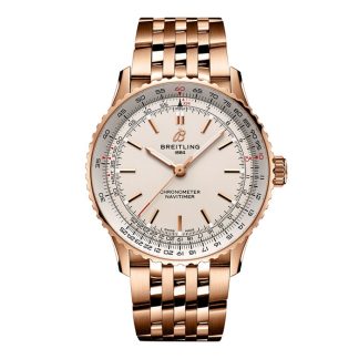 Breitling Navitimer Automatic 41mm Mens Watch Silver 18k Red Gold R17329F41G1R1