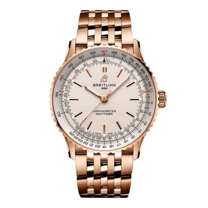 Breitling Navitimer Automatic 41mm Mens Watch Silver 18k Red Gold R17329F41G1R1
