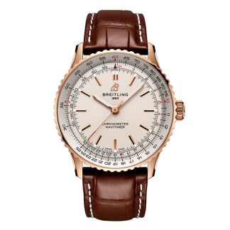 Breitling Navitimer Automatic 41mm Mens Watch Silver 18k Rose Gold R17329F41G1P1