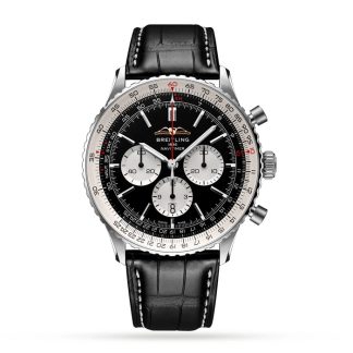 Breitling Navitimer B01 Chronograph 46 Montre en acier inoxydable avec bracelet en cuir AB0137211B1P1