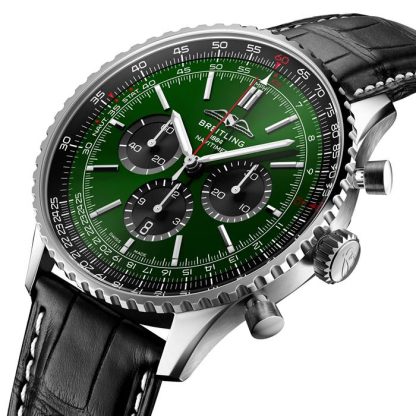 Breitling Navitimer B01 Chronograph 46 Montre en acier inoxydable avec bracelet en cuir AB0137241L1P1 – Image 2