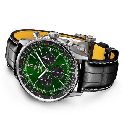 Breitling Navitimer B01 Chronograph 46 Montre en acier inoxydable avec bracelet en cuir AB0137241L1P1 – Image 3