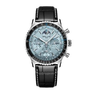 Breitling Navitimer B19 Chronograph Perpetual Calender 43mm Mens Watch Blue Alligator PB1920251C1P1