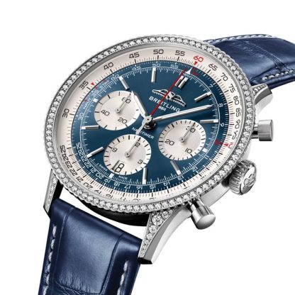 Breitling Navitimer Chronograph 41mm Mens Watch White Eyed Blue Dial AB0139631C1P1 – Image 2