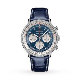 Breitling Navitimer Chronograph 41mm Mens Watch White Eyed Blue Dial AB0139631C1P1