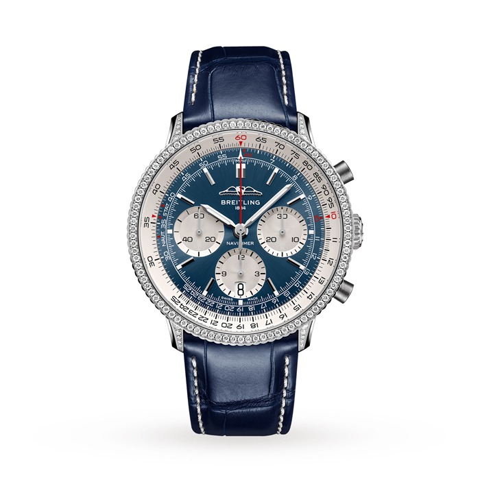 Breitling Navitimer Chronograph 41mm Mens Watch White Eyed Blue Dial AB0139631C1P1