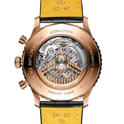 Breitling Navitimer Chronograph Or Rose 18ct Montre Homme 46mm Alligator Vert RB0137241L1P1 – Image 4