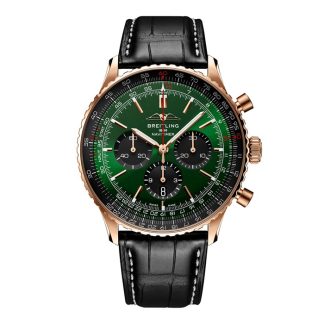 Breitling Navitimer Chronograph Or Rose 18ct Montre Homme 46mm Alligator Vert RB0137241L1P1