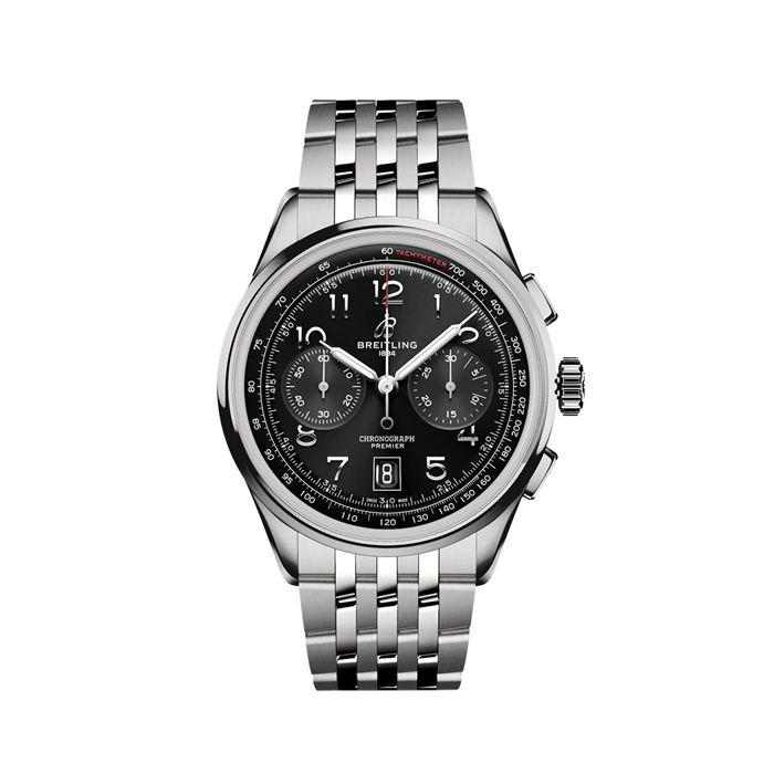 Breitling Premier B01 Chronograph 42mm Mens Watch Black Stainless Steel AB0145221B1A1