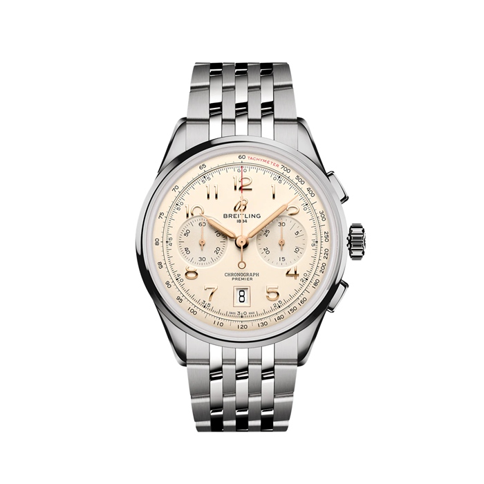 Breitling Premier B01 Chronograph 42mm Montre Homme Crème Acier inoxydable AB0145211G1A1