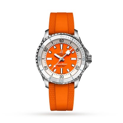 Breitling Superocean Automatic 36 Montre à bracelet caoutchouc en acier inoxydable A17377211O1S1