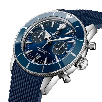 Breitling Superocean Heritage B01 Chronograph 42mm Montre Homme Caoutchouc Bleu AB0156161C1S1 – Image 3