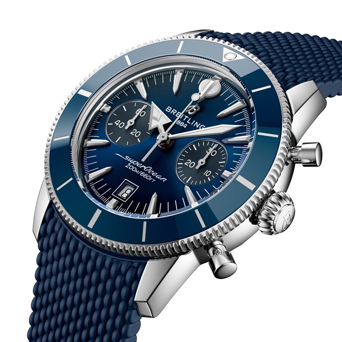 Breitling Superocean Heritage B01 Chronograph 42mm Montre Homme Caoutchouc Bleu AB0156161C1S1 – Image 3