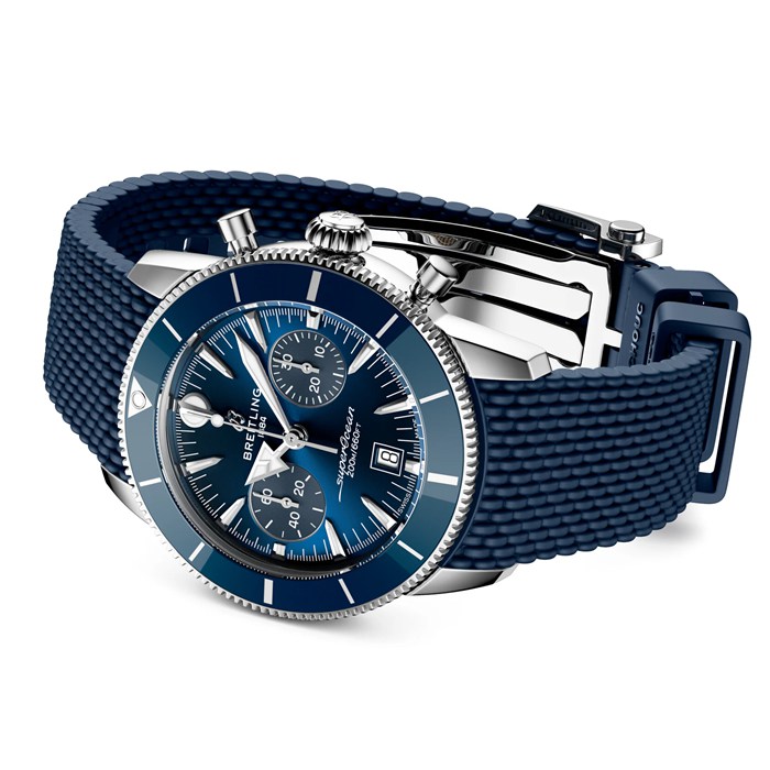 Breitling Superocean Heritage B01 Chronograph 42mm Montre Homme Caoutchouc Bleu AB0156161C1S1 – Image 4