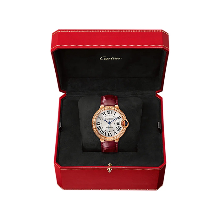 Cartier Montre Ballon Bleu De 36mm Or Rose Diamants Cuir WJBB0034 – Image 2