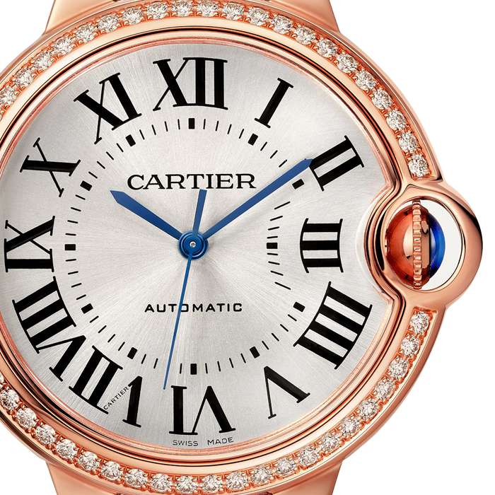 Cartier Montre Ballon Bleu De 36mm Or Rose Diamants Cuir WJBB0034 – Image 3