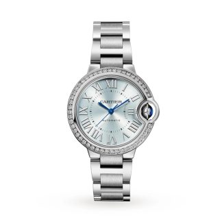 Cartier Montre Ballon Bleu De Cartier 33mm Mouvement Automatique Acier Diamants W4BB0028