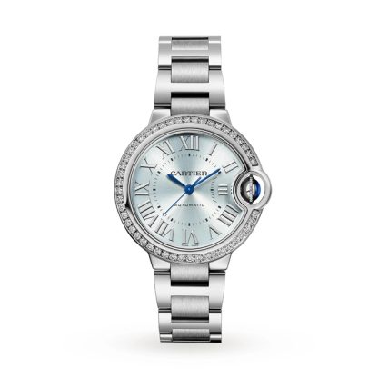 Cartier Montre Ballon Bleu De Cartier 33mm Mouvement Automatique Acier Diamants W4BB0028