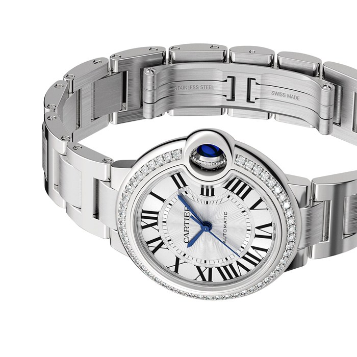 Cartier Montre Ballon Bleu De Cartier 33mm Mouvement Mécanique Avec Remontage Automatique Acier Diamants W4BB0023 – Image 3