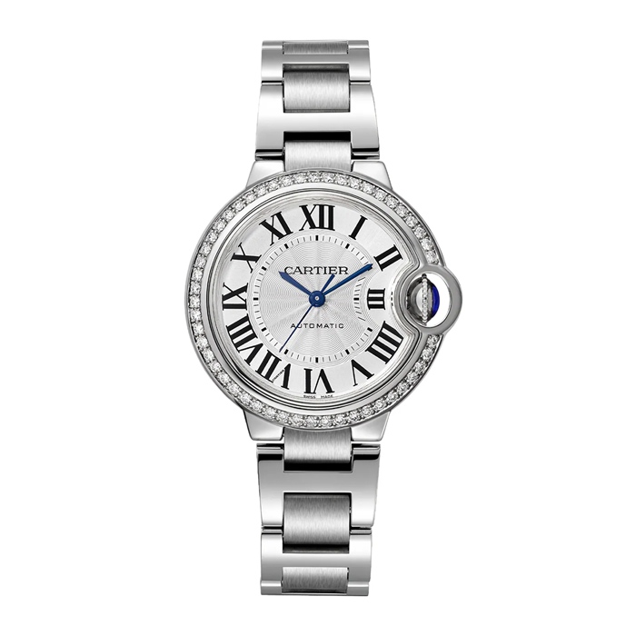Cartier Montre Ballon Bleu De Cartier 33mm Mouvement Mécanique Avec Remontage Automatique Acier Diamants W4BB0023
