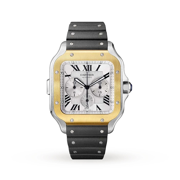 Cartier Santos De Cartier Montre Chronographe Extra-Large Modèle Mouvement Automatique Or Jaune Acier Bracelets métal et caoutchouc interchangeables W2SA0008 – Image 2