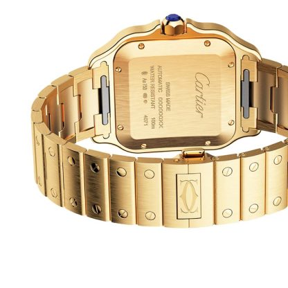 Cartier Santos De Cartier Montre Grand Modèle Mouvement Automatique Or Jaune Bracelets métal et cuir interchangeables WGSA0029 – Image 3