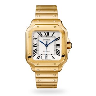 Cartier Santos De Cartier Montre Grand Modèle Mouvement Automatique Or Jaune Bracelets métal et cuir interchangeables WGSA0029