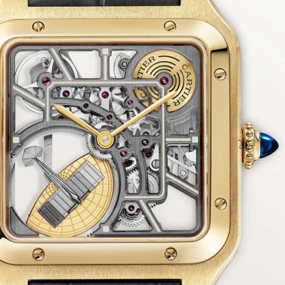 Cartier Santos-Dumont Montre Squelette Micro-Rotor Grand Modèle Mouvement Automatique Mécanique Boîtier Or Jaune 18K WHSA0043 – Image 2