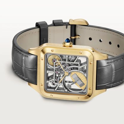 Cartier Santos-Dumont Montre Squelette Micro-Rotor Grand Modèle Mouvement Automatique Mécanique Boîtier Or Jaune 18K WHSA0043 – Image 3